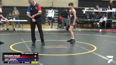 106 lbs Round 2 - Benjamin Walsh, Moen Wrestling Academy vs Taye Jordan, SWIFT Wrestling Club