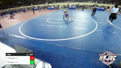 73 lbs Quarterfinal - Leo Farmen, Chickasha Youth Wrestling vs Tucker Bryson, Division Bell Wrestling