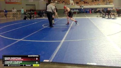 D1-285 lbs Quarterfinal - David Sweetman, Brophy College Preparatory vs Connor Coleman, Sandra Day OConnor Hs