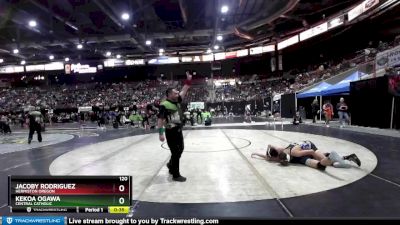 120 lbs Cons. Round 4 - Jacoby Rodriguez, Hermiston Oregon vs Kekoa Ogawa, Central Catholic