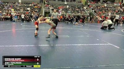 73 lbs Round 3 - Emmeline Barry, Nebraska Wrestling Academy vs Zoey Tomlinson, SBL Warriors