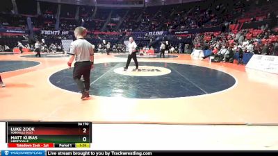 3A 170 lbs Quarterfinal - Luke Zook, Yorkville (H.S.) vs Matt Kubas, Libertyville