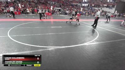 97 lbs Cons. Round 2 - Chandler Davids, Lakeland Wrestling Club vs Logan Gallenberg, Antigo