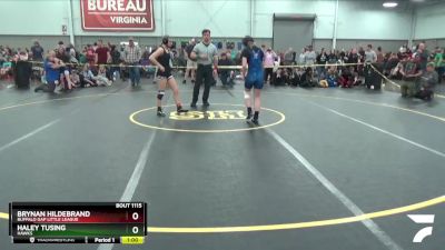 106-110 lbs Round 4 - Brynan Hildebrand, Buffalo Gap Little League vs Haley Tusing, Hawks