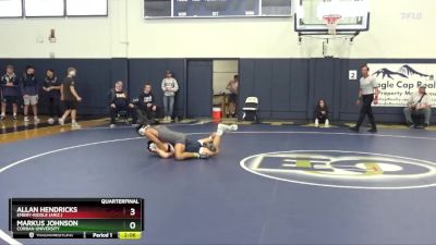 125 lbs Quarterfinal - Allan Hendricks, Embry-Riddle (Ariz.) vs Markus Johnson, Corban University