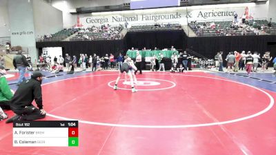 110 lbs Consi Of 4 - Aiden Forister, Bremen Takedown Club vs Braden Coleman, Georgia