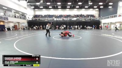 197 lbs Cons. Round 4 - Manman Garner, Sacramento City College vs Kale Kreller, Lassen College