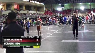 125 lbs Quarterfinal - Drake Arensdorf, Ogallala Youth Wrestling vs Aiden Hanshaw, Beatrice Wrestling Club