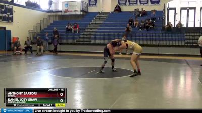 157 lbs Cons. Semi - Daniel Joey Shaw, Cornell College vs Anthony Sartori, Eureka