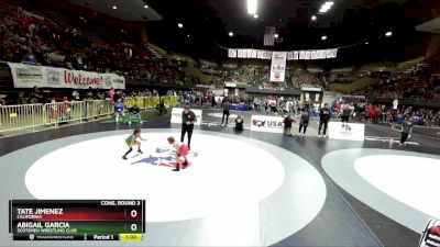 49 lbs Cons. Round 3 - Tate Jimenez, California vs Abigail Garcia, Scotsmen Wrestling Club