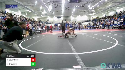 46 lbs 3rd Place - Brady Cowett, Warner Eagles Youth Wrestling vs Emerson Braun, Owasso Takedown Club