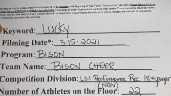 Ronald Reagan Doral Sr High School - Bison Cheer [L3.1 Performance Recreation - 18 and Younger (NON)] 2021 NCA & NDA Virtual March Championship