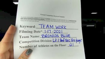 City of Doral - Broncos Blue [L2.1 Performance Recreation - 12 & Younger (AFF)] 2021 Varsity Recreational Virtual Challenge II