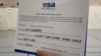 Lincoln High School [Open - Solo] 2021 USA Virtual West Coast Dance Championships
