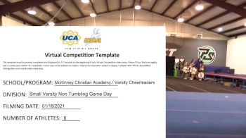 McKinney Christian Academy [Game Day Small Varsity - Non-Tumble] 2021 UCA January Virtual Challenge