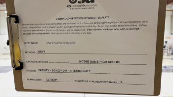 Notre Dame High School [Varsity - Song/Pom - Intermediate] 2021 USA Virtual Spirit Regional I