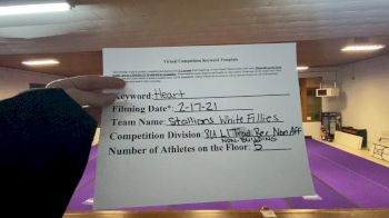 Alex Bay Recreation Cheer - Alex Bay Stallions White Fillies [L1 Traditional Recreation - 8 and Younger (NON) - NB] 2021&nbsp;Varsity Recreational Virtual Challenge III