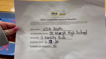 St Marys High School [Varsity High Kick] 2020 UDA South Virtual Dance Challenge