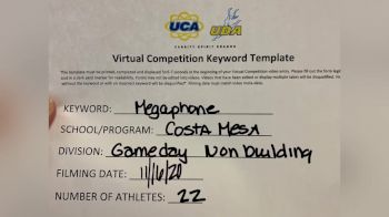 Costa Mesa High School [Game Day Varsity Non-Building] 2020 UCA Virtual Regional