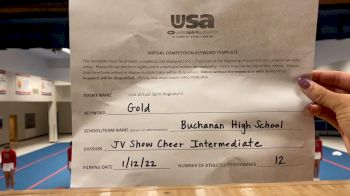 Buchanan High School [Junior Varsity Show Cheer Intermediate] 2022 USA Virtual Spirit Regional II