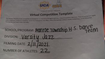 Monroe Township High School [Varsity - Jazz] 2021 UDA Northeast Spring Virtual Dance Challenge