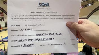 Hamilton High School [Varsity Show Cheer Advanced] 2020 USA Arizona & Utah Virtual Regional