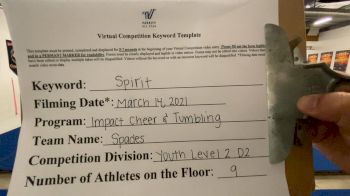 Impact Cheer & Tumbling - Spade [L2 Youth - D2 - Small] 2021 PacWest Virtual Championship