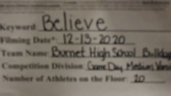 Burnet High School [Game Day Medium Varsity] 2020 NCA December Virtual Championship