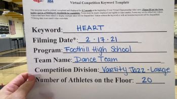 Foothill High School (North Tustin) [Large Varsity Jazz] 2021 NCA & NDA Virtual February Championship