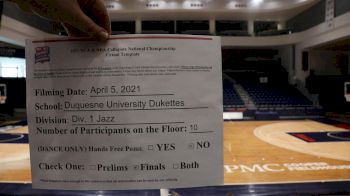 Duquesne University [Jazz Division I Virtual Finals] 2021 NCA & NDA Collegiate Cheer & Dance Championship