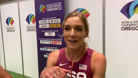 Emma Coburn Talks After Steeple Prelim