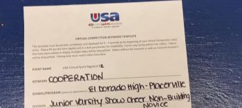 El Dorado High School [Junior Varsity Show Cheer Non Building Novice] 2021&nbsp;USA Virtual Spirit Regional #2 and All Star Dance Regional #1
