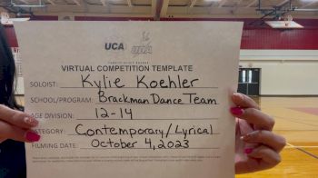 Brackman Middle School - Kylie Koehler [Junior - Solo - Contemporary/Lyrical] 2023 UDA Solo Showdown