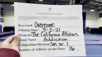 The California All Stars - Addiction [L1 Senior - Small] 2021 Spirit Sports: Virtual Duel in the Desert