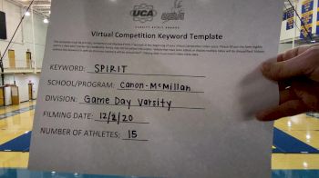 Canon-McMillan High School [Game Day Varsity] 2020 UCA Allegheny Virtual Regional
