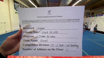 LA Dream All Stars - Sunset [L1 Youth - Non-Building] 2021 Varsity All Star Winter Virtual Competition Series: Event V