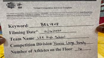 Lee High School [Novice Large Varsity] 2020 NCA December Virtual Championship