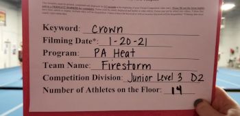 PA Heat All Stars - Firestorm [L3 Junior - D2 - Small] 2021 Spirit Unlimited: Virtual Battle at the Boardwalk