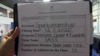 Extreme Cheer & Tumble - Sass [Level 1 L1 Youth - D2] Varsity All Star Virtual Competition Series: Event VI