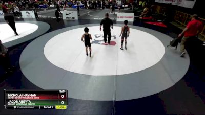 82 lbs Cons. Round 1 - Jacob Abeyta, Legacy Wrestling Center vs Nicholai Hayman, Hemet Youth Wrestling Club