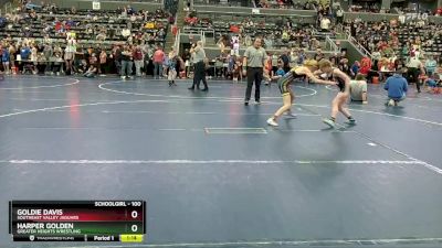 100 lbs Cons. Round 2 - Goldie Davis, Southeast Valley Jaguars vs Harper Golden, Greater Heights Wrestling