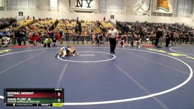 94 lbs Cons. Round 1 - Dominic Akright, NWAA vs David Flory Jr, Warrior Warehouse Wrestling