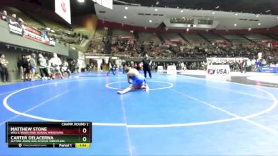 132 lbs Champ. Round 2 - Matthew Stone, Will C Wood High School Wrestling vs Carter Delacerna, Sutter Union High School Wrestling