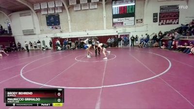 150 lbs Cons. Semi - Brody Behrend, Buffalo vs Mauriccio Grimaldo, Wheatland