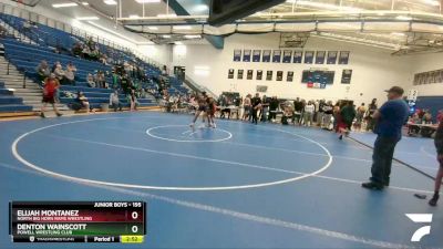 195 lbs Round 2 - Elijah Montanez, North Big Horn Rams Wrestling vs Denton Wainscott, Powell Wrestling Club