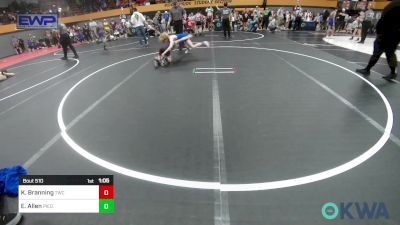 80 lbs Quarterfinal - Kinsler Branning, Tuttle Wrestling Club vs Elias Allen, Piedmont