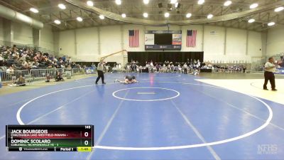 145 lbs Round 2 (3 Team) - Jack Bourgeois, Chautauqua Lake-Westfield-Panama vs Dominic Scolaro, Cobleskill-Richmondville HS