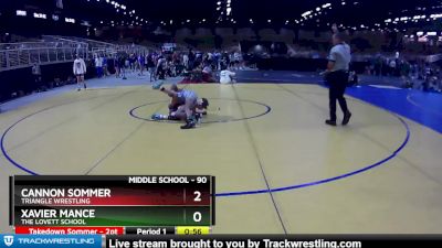 90 lbs 1st Place Match - Xavier Mance, The Lovett School vs Cannon Sommer, Triangle Wrestling