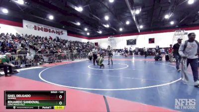 120 lbs Champ. Round 1 - Eduardo Sandoval, Long Beach Poly vs Gael Delgado, Warren