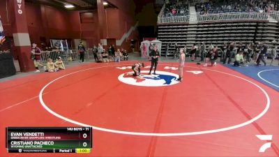 71 lbs 3rd Place Match - Evan Vendetti, Green River Grapplers Wrestling vs Cristiano Pacheco, Wyoming Unattached